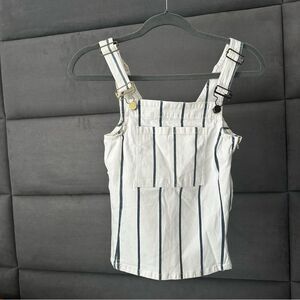 FRAME DENIM women's white blue strip overall top size Small